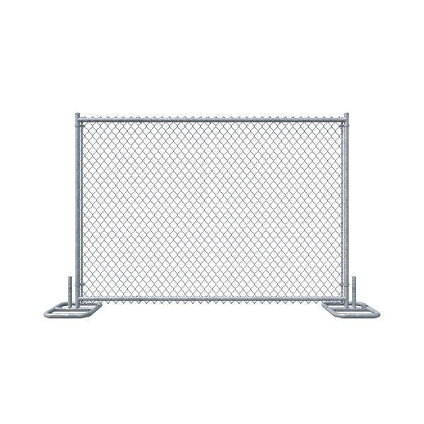 temporary fence panels are usually installed using feet or stands that are anchored into the ground and then connected together via clips or brackets